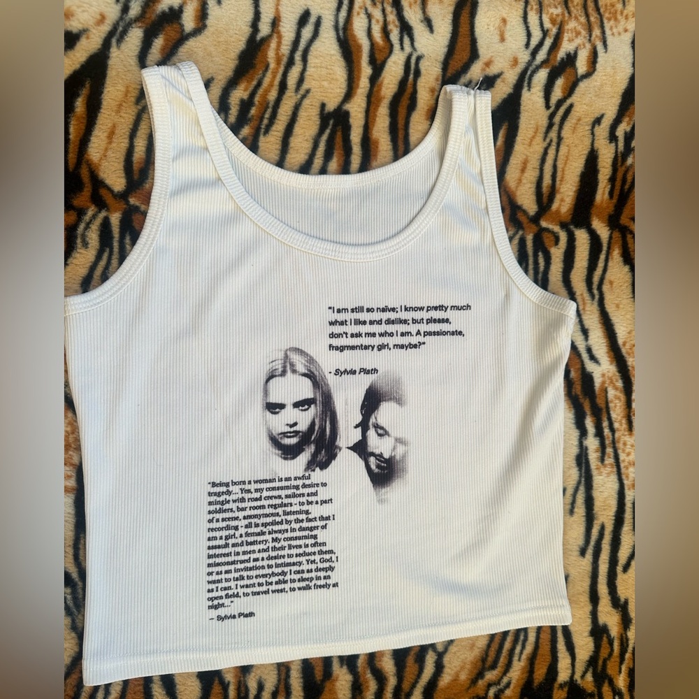 White Graphic buffalo 66 / Sylvia Plath quote Tank Top - Picture 6 of 11